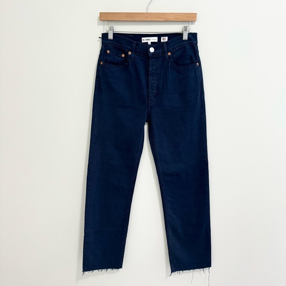 Re/Done NWT Dark Blue High Rise Stovepipe Jeans - Picture 1 of 8